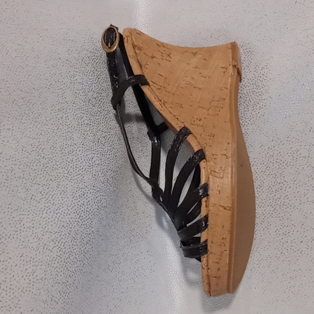 Le Chateau Dark Brown Strappy Wedge Sandals - Picture 3 of 10